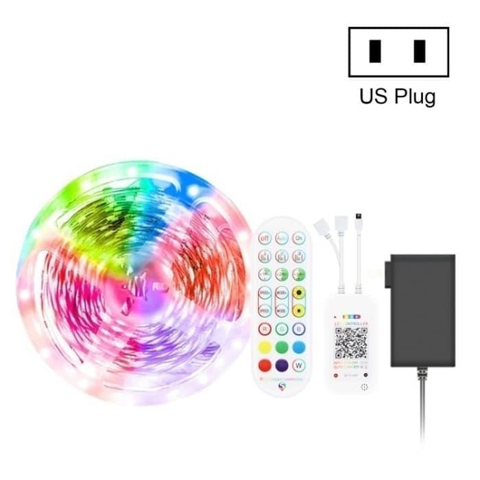 Bluetooth-Anzug Smart Music Sound Control Lichtleiste Wasserdicht 5050 RGB Bunte Atmosphäre LED-Lichtleiste mit 24-Tasten-Fernbedienung, 5M 150 LEDs, 5M 300 LEDs, 10M 300 LEDs, 10M 600 LEDs, 15M 450 LEDs, 20M 360 LEDs – Bild 1