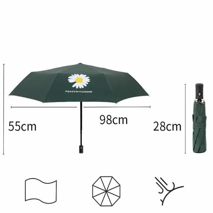 GD Daisy Vinyl Sunny And Rain Umbrella Anti-UV Shade Sunscreen Three Folding Umbrella – Bild 4
