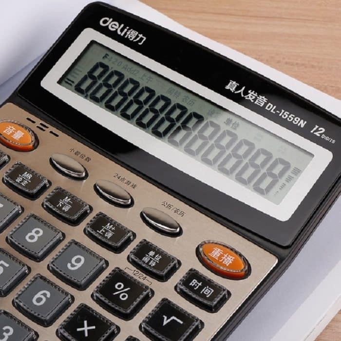 Deli 1559N Live-Sprachrechner Multifunktionaler Office Finance 12-Bit-Rechner – Bild 3