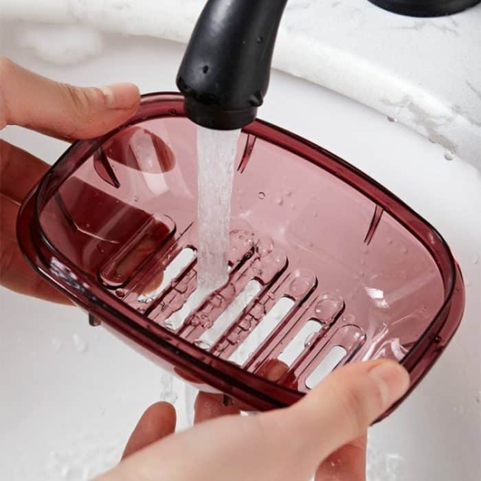 Badezimmer-Seifenbox, transparent, mit Deckel, Abflussdichtung, Reise, tragbar, doppellagig, Wäsche-Seifenbox – Bild 4