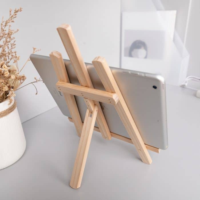 4 Stück Holz-Desktop-Handy-iPad-Ständer, flach, zusammenklappbar, Mini-Staffelei, Large, Small – Bild 6