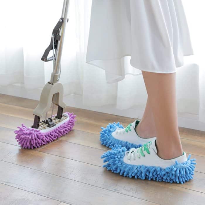 2 Stück Chenille Lazy Mopping Schuhüberzug Sauberer Boden Abnehmbarer und waschbarer Mopp Zufällige Farbe – Bild 2