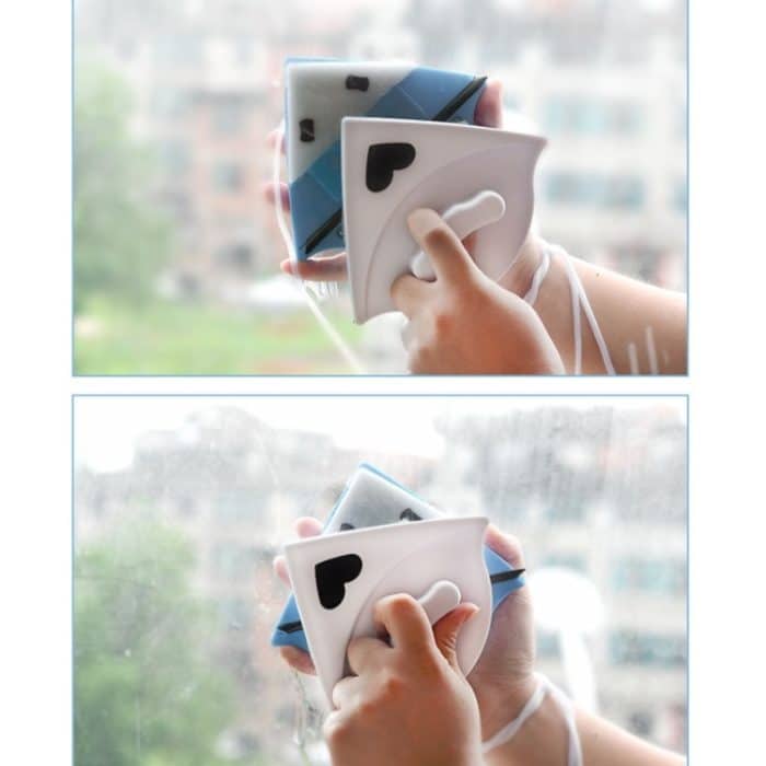 2 Stück doppelseitiger Glas-Fensterreiniger, dreieckig, multifunktionaler magnetischer Glasreiniger, 2 PCS (Green), 2 PCS (White) – Bild 8