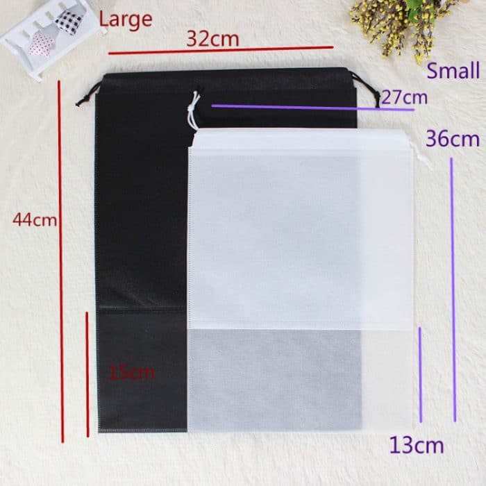 30 Stück Vlies-Hausschuhe mit Kordelzug, Taschenschuhe, transparent, staubdicht, Verpackungsbeutel, zufällige Farbe, 270x360MM, 320x440MM – Bild 6