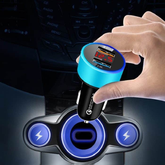 2 PCS Aluminium Ring 5V3.1A Display Auto Ladegerät QC3.0 + 3.1A Aluminium Legierung Multifunktions Halo Digital Display Auto Ladegerät, WMY-C030 (Gold), WMY-C030 (Snow Silver), WMY-C030 (Elegant Black), WMY-C030 (Sapphire Blue), WMY-C030 (Champagne Red) – Bild 3