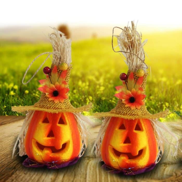 TBD0460987501A.jpg 2 Stück Halloween-Kürbislaterne, hohle leuchtende Schaumstoff-Bar-Dekoration, Yellow Hat, Green Hat – Bild 1