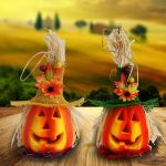 2 Stück Halloween-Kürbislaterne, hohle leuchtende Schaumstoff-Bar-Dekoration, Yellow Hat, Green Hat – Bild 7