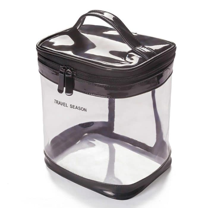 2 Stück wasserdichte, transparente Reise-Kosmetiktasche, multifunktionale Anti-Falten- und geruchsfreie Wasch-Aufbewahrungstasche, Black Cylinder, Silver Gray Cylinder, Black Square, Silver Gray Square – Bild 1