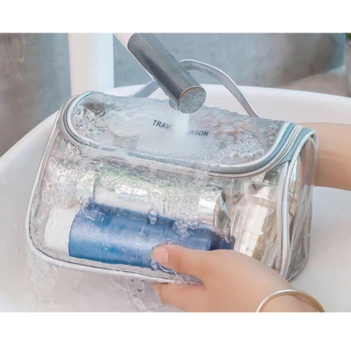 2 Stück wasserdichte, transparente Reise-Kosmetiktasche, multifunktionale Anti-Falten- und geruchsfreie Wasch-Aufbewahrungstasche, Black Cylinder, Silver Gray Cylinder, Black Square, Silver Gray Square – Bild 4