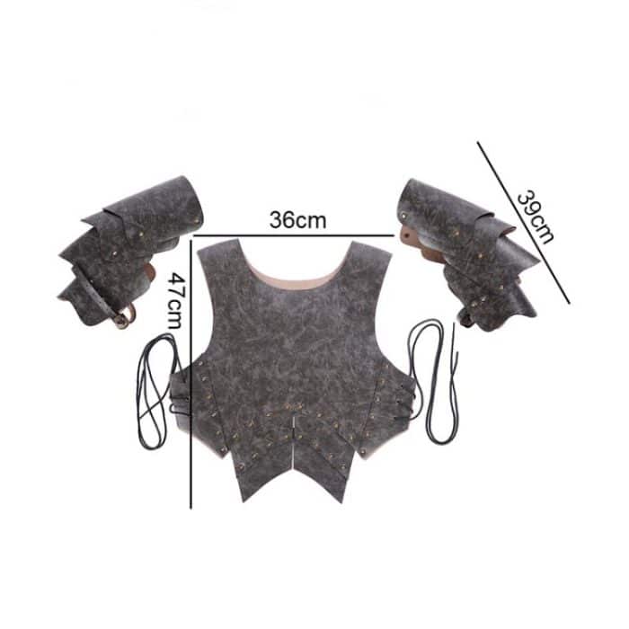 Halloween Karneval Bühne Requisiten Erwachsene PU Leder Samurai Cosplay Rüstung, One Size – Bild 3