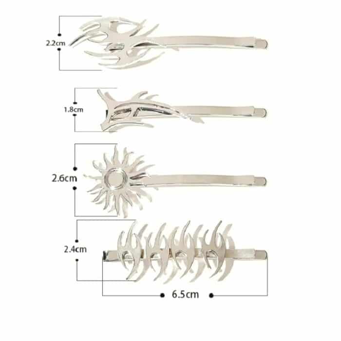 3 Sets Halloween Rock-Sun Flamme Word-Clip Metal Side Clip Bangs Clip – Bild 3