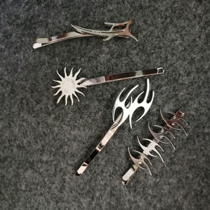 3 Sets Halloween Rock-Sun Flamme Word-Clip Metal Side Clip Bangs Clip – Bild 4