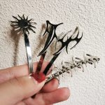 3 Sets Halloween Rock-Sun Flamme Word-Clip Metal Side Clip Bangs Clip – Bild 5