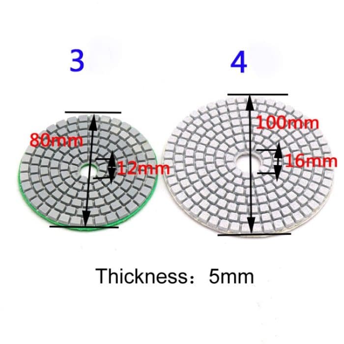 Stück Marmor-Granit-Fliesen-Schleifstück 80 mm 100 mm weiches Schleifstück Wassermühle Steinpolieren, Grit:1000, Size:4 inch, Grit:50, Size:3 inch, Grit:50, Size: 4 inch, Grit:100, Size:3 inch, Grit:100, Size: 4 inch, Grit:150, Size:4 inch... – Bild 4