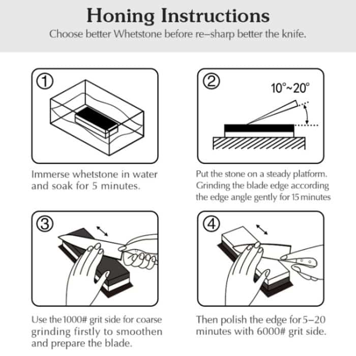 1000/6000 Blauer weißer Whetstone doppelseitiger Bambus-Basis-Set – Bild 5