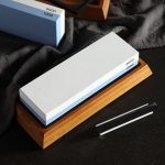 1000/6000 Blauer weißer Whetstone doppelseitiger Bambus-Basis-Set – Bild 6