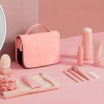 Travelsky Reiseaufbewahrung, wasserdichte Pu-Kosmetiktasche, multifunktional, faltbar, große Kapazität, Kulturbeutel – Bild 3