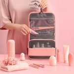 Travelsky Reiseaufbewahrung, wasserdichte Pu-Kosmetiktasche, multifunktional, faltbar, große Kapazität, Kulturbeutel – Bild 4