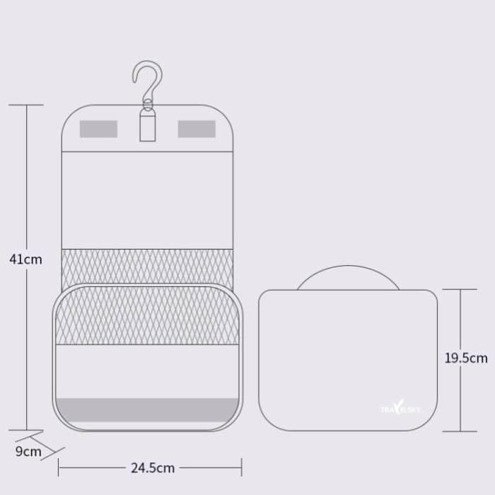 Travelsky Reiseaufbewahrung, wasserdichte Pu-Kosmetiktasche, multifunktional, faltbar, große Kapazität, Kulturbeutel – Bild 9