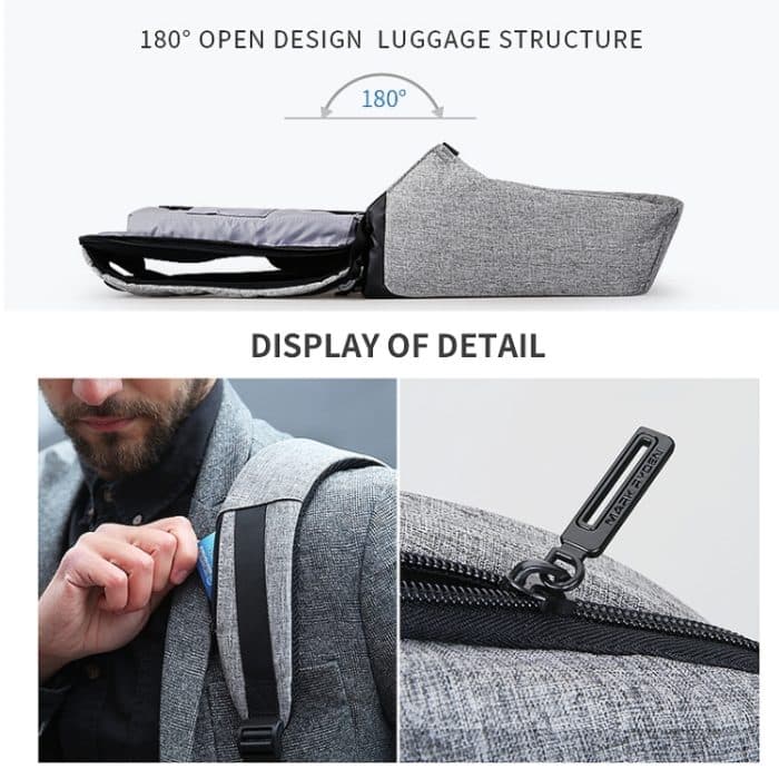 Mark Ryden Multifunktions-USB-Lade-Männer-15-Zoll-Laptop-Rucksack, Black, Black with Grey, Gray – Bild 11