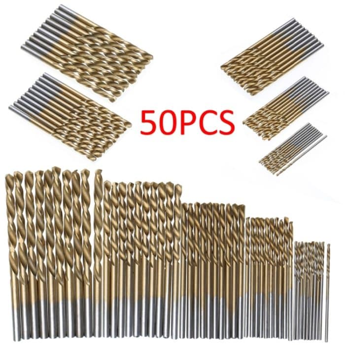 50 PCS / Set Titanbeschichtete Bohrer Hochgeschwindigkeits-Stahlbohrer Set Bohrmaschinen – Bild 2