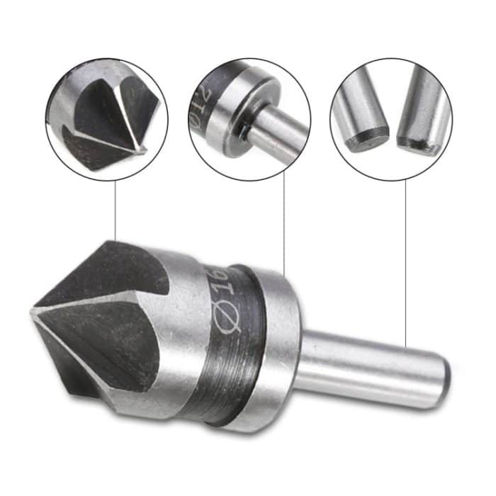2 in 1 Rundgriff 5 Blatt Anfasen Holzverarbeitung Versenkbohrer Cone Drill – Bild 6
