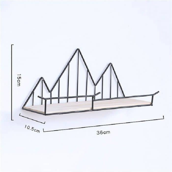 Schmiedeeisernes Holz-Schindelregal mit Schlitzen, Heimdekoration, Wandregal – Bild 3