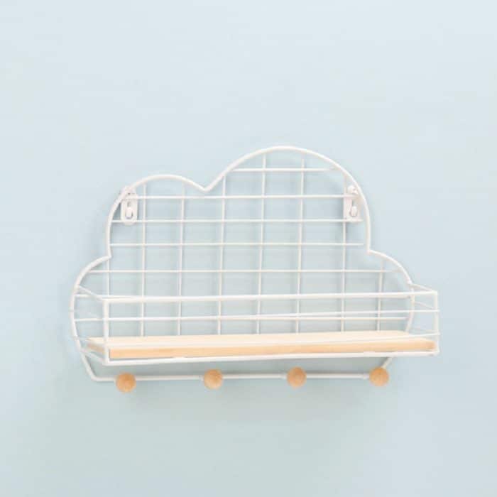 TBD051988501C.jpg Schmiedeeisernes Gitter, wolkenförmiges Wandregal, Holzbrett, Heimdekoration, Hakenleiste – Bild 1