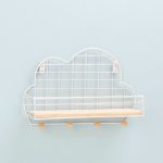 Schmiedeeisernes Gitter, wolkenförmiges Wandregal, Holzbrett, Heimdekoration, Hakenleiste – Bild 2