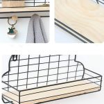 Schmiedeeisernes Gitter, wolkenförmiges Wandregal, Holzbrett, Heimdekoration, Hakenleiste – Bild 4