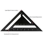 Winkellineal-Messwerkzeug für Holzbearbeitungs-Quadrat-Layout-Messgerät, Angle Ruler 7 Inch Black Metric, Angle Ruler 12 Inch Black – Bild 3