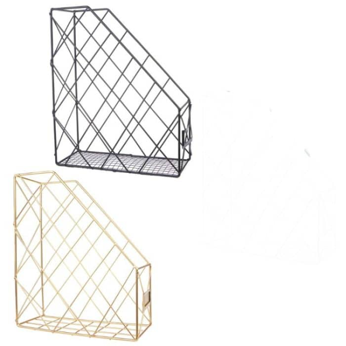 Zeitschriftenhalter Modernes Desktop-Buchaufbewahrungsregal Eisen-Bücherregal, (Black), (Gold) – Bild 4