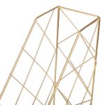 Zeitschriftenhalter Modernes Desktop-Buchaufbewahrungsregal Eisen-Bücherregal, (Black), (Gold) – Bild 5