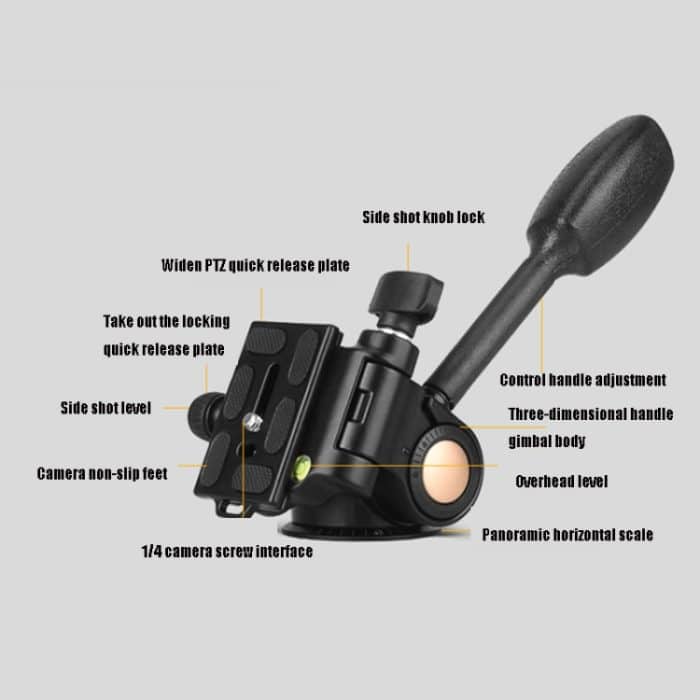 Q08 Dreidimensionale Dämpfung 360-Grad-Panorama-Skala Nivellierung von Metallstativköpfen – Bild 6