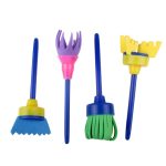 5 Sets Schwamm-Malpinsel für Kinder, Kunst-Siegelwerkzeug, zufällige Farblieferung, 4 PCS/Set Besom