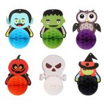 3 Taschen Halloween Hotel Einkaufszentrum Hintergrund Wand Atmosphäre Dekoration Wabenball Papier Flagge – Bild 2