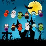 3 Taschen Halloween Hotel Einkaufszentrum Hintergrund Wand Atmosphäre Dekoration Wabenball Papier Flagge – Bild 4