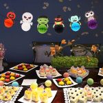 3 Taschen Halloween Hotel Einkaufszentrum Hintergrund Wand Atmosphäre Dekoration Wabenball Papier Flagge – Bild 5