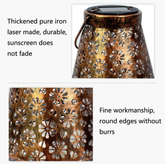 Outdoor Solar Schmiedeeisen Laterne Gartendekoration Licht LED Pendelleuchte – Bild 6