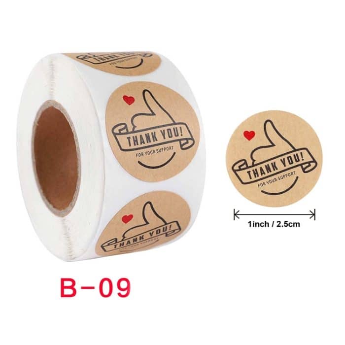 10 Stück Kraftpapier-Rollenaufkleber, Dankeschön-Aufkleber, Etikett, rote Liebe, Umschlag, Dekoration, B-09, B-10, B-11, B-12 – Bild 3