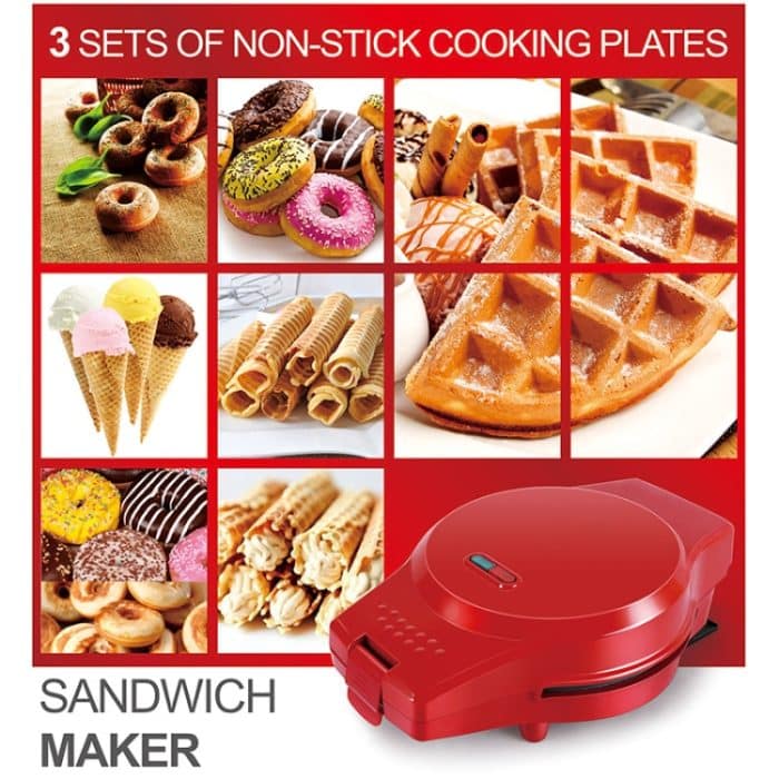 3-in-1 Multifunktions-Elektrobackform Frühstücksmaschine Donut Sandwich Waffeleisen Pizza Maker, EU Plug – Bild 11