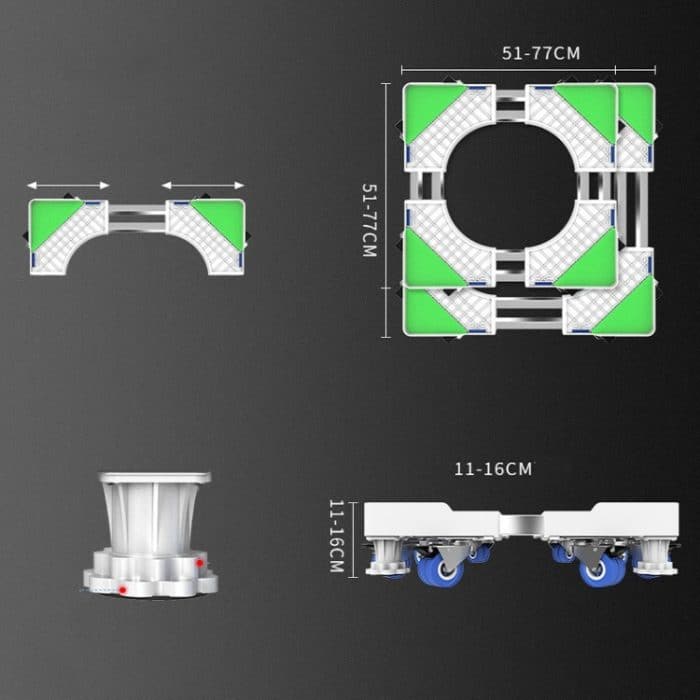 Verstellbare Edelstahl-Kühlschrankhalterung, Waschmaschinen-Basishalterung, Single Tube 4 Legs, Single Tube 4 Wheels, Single Tube 8 Legs, Single Tube 4 Wheels + 4 Legs, Double Tubes 4 Wheels + 4 Legs, Double Tubes 4 Wheels + 8 Legs... – Bild 3