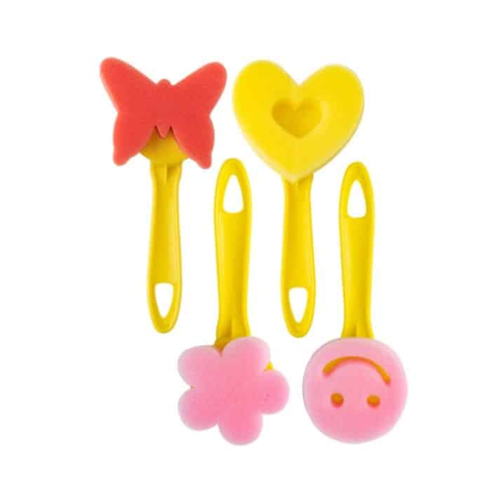 4 Sets Schwamm-Malpinsel für Kinder, Kunstmalerei, Siegelwerkzeug, zufällige Lieferung, 4 Yellow Handles – Bild 3