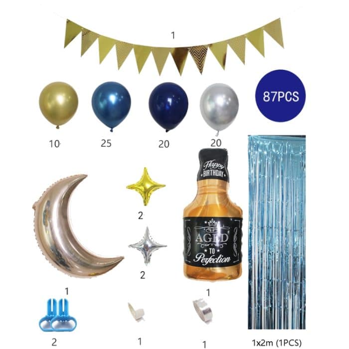 Blauer Ballon Set Hängende Flagge Whisky Ballon Kette Set Party Dekoration Veranstaltungsort Dekoration Requisiten – Bild 6
