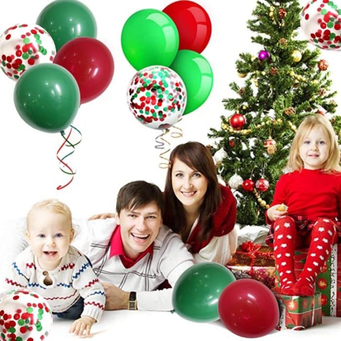 2 stücke Weihnachten rot Green Confetti Ballon Set Frohe Weihnachten Weihnachtsfeierdekorationen – Bild 4