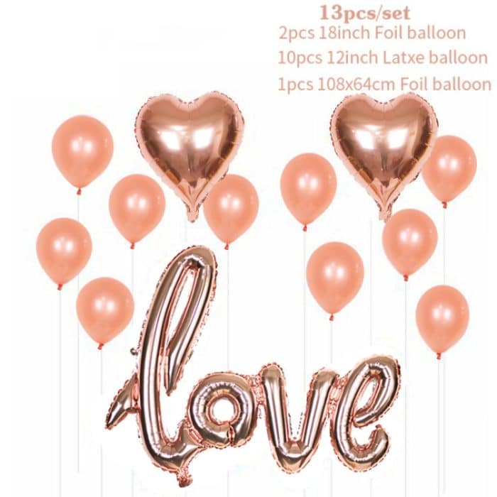 2-teiliges LOVE-Aluminiumfolien-Ballon-Dekorationsset für Hochzeit, Hochzeit, Veranstaltungsort, Layout, Luftballons, LOVE + 2 Heart Shape + 10 Latex, LOVE + 2 Heart Shape + 10 Sequins, LOVE + 2 Heart Shape + 5 Sequins 5 Latex – Bild 4