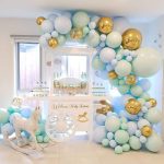 Macaron Grüne und blaue Ballonkette Paket Geburtstag Hochzeit Party Hintergrund Wanddekoration Ballonkombination