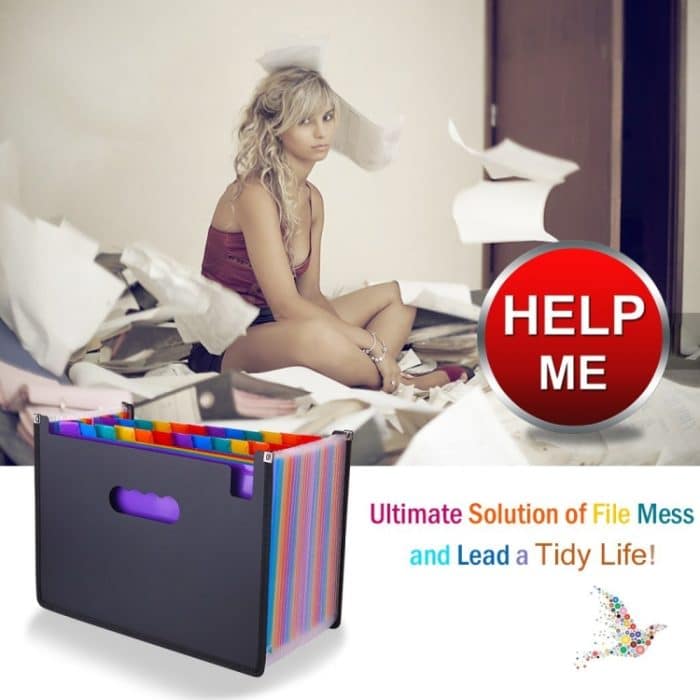 Orgel, erweiterbarer farbiger Aktenordner, A4-Organizer, tragbar, für Geschäftsbürobedarf, Größe: 33 x 23,5 cm, 24 Pockets, 13 Pockets, 37 Pockets, 48 Pockets – Bild 9