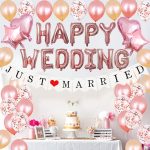 Hochzeitsdekoration Anordnung Set 16 Zoll Happy Wedding Rose Gold Brief Ballondekoration