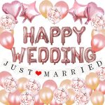 Hochzeitsdekoration Anordnung Set 16 Zoll Happy Wedding Rose Gold Brief Ballondekoration – Bild 2